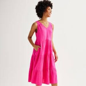 Sonoma XS Oversized Pink Cotton Midi dress